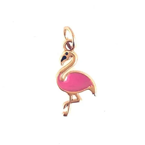 Pingente Dourado Para Caderno Inteligente Fantasy Flamingo