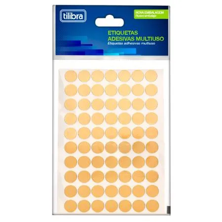 ETIQUETA ADESIVA MULTIUSO 19MM OURO 6 FOLHAS 210 UNIDADES