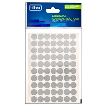 ETIQUETA ADESIVA MULTIUSO 19MM PRATA 6 FOLHAS 210 UNIDADES