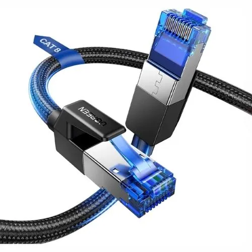 Cabo de rede Rj45 Ugreen Cat8 F/FTP macho 2 metros, preto.