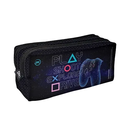 ESTOJO ESCOLAR DUPLO DAC EM TECIDO PLAYSTATION